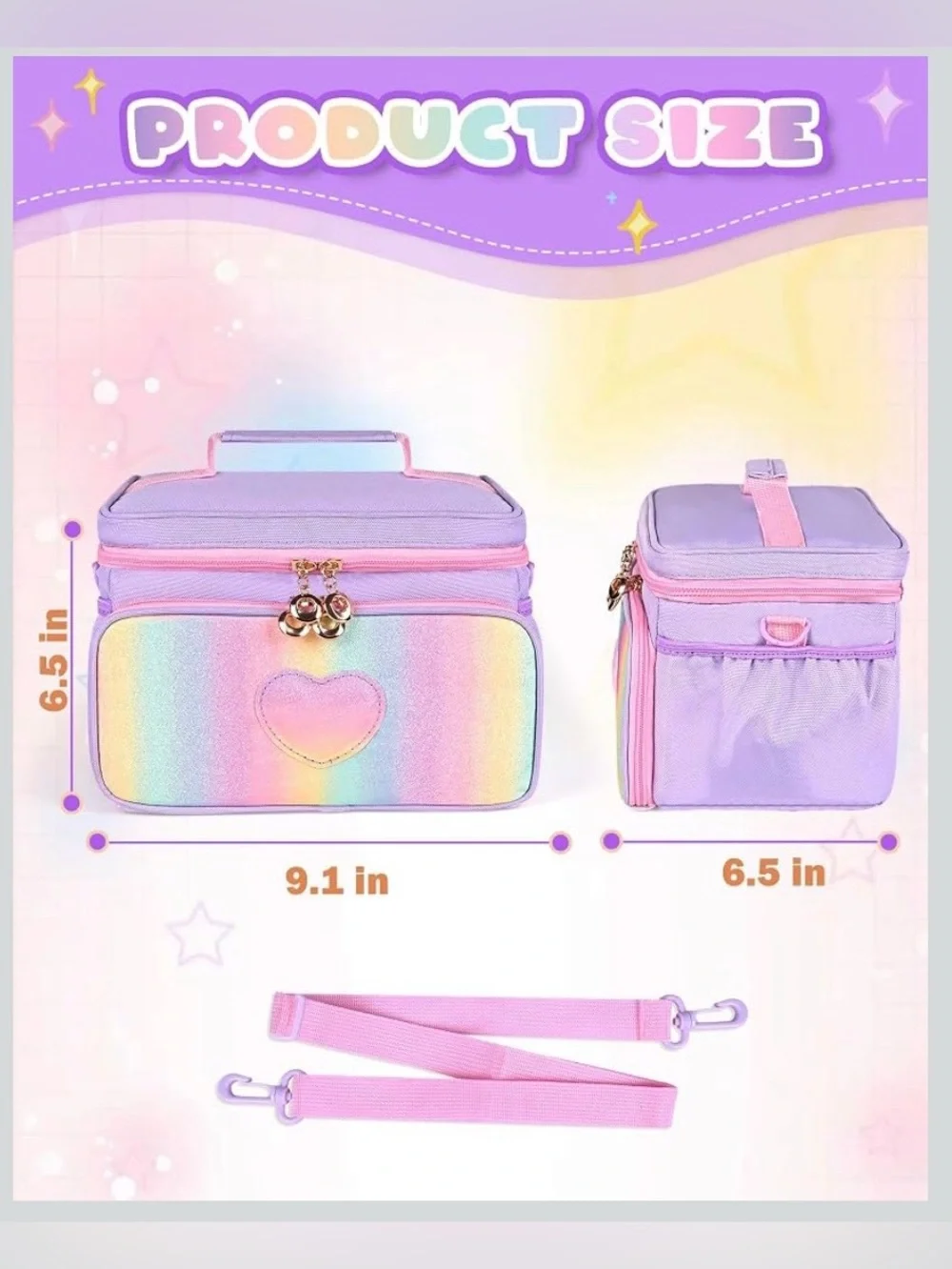 Lavender Heart Girls Cosmetic Bag